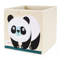3 Sprouts Large 13 Inch Square Children's Foldable Fabric Storage Cube Organizer Box Soft Toy Bin, Panda Bear