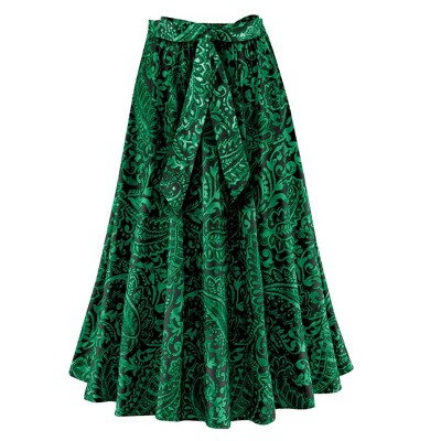 Collections Etc Beautiful Elasticized Tie-Waist Paisley Print Full Skirt