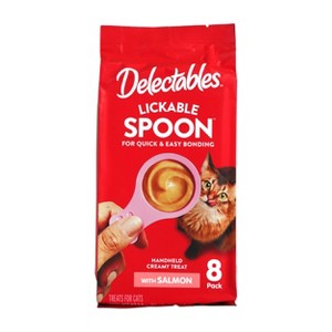 Delectables Salmon Flavor Lickable Spoons Cat Treats - 2.8oz/8ct - 1 of 4