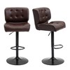 HOMCOM Bar Height Bar Stools Set of 2 with Adjustable Seat, Thick Padded Cushion and Metal Footrest for Home Bar - 4 of 4