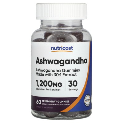 Nutricost Ashwagandha Gummies, Mixed Berry, 1,200 mg, 60 Gummies (600 mg per Gummy)