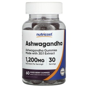 Nutricost Ashwagandha Gummies, Mixed Berry, 1,200 mg, 60 Gummies (600 mg per Gummy) - 1 of 2