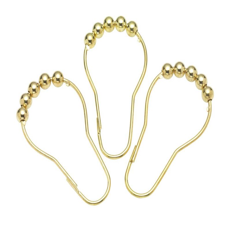 Carnation Home Fashions Roller Shower Curtain Hooks in Brass Set of 12, 2 of 6