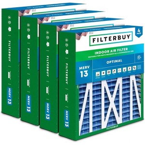 Filterbuy 17.5x21x5 Air Filter (4-Pack), Pleated MERV 13 Health Defense Replacement HVAC AC Furnace Air Filters Replacement for Rheem, Ruud, & Protech - 1 of 4
