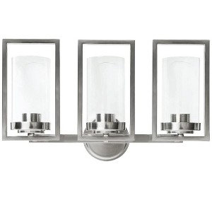 Sunset Lighting Prestige 3 Light Wall Sconce, Bright Satin Nickel - 1 of 3
