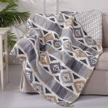 Santa Fe 50" x 60" Quilted Throw - Greys, Tan, and White - Levtex Home