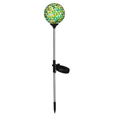 Evergreen 22"H Mosaic Globes Solar Garden Stakes Green & Blue