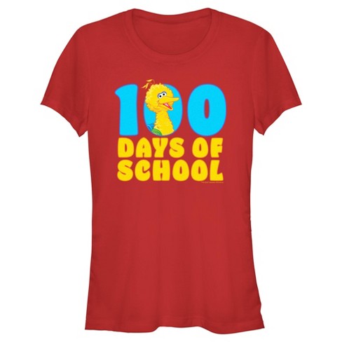 Junior's Sesame Street Big Bird 100 Days Of School T-shirt - Red ...