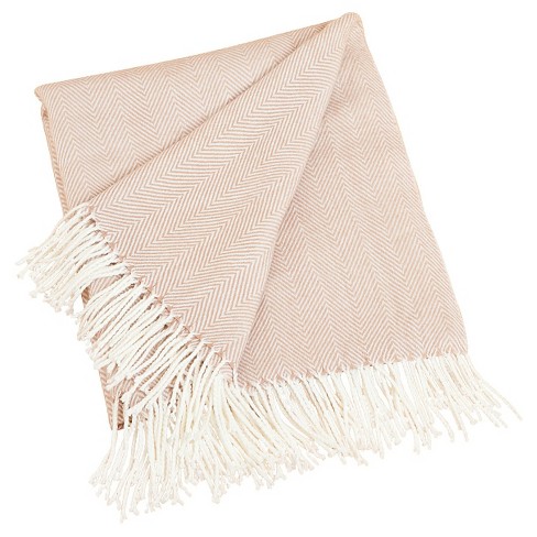 50"X60" Herringbone Tassel Fringe Throw Blanket - Saro Lifestyle - image 1 of 4