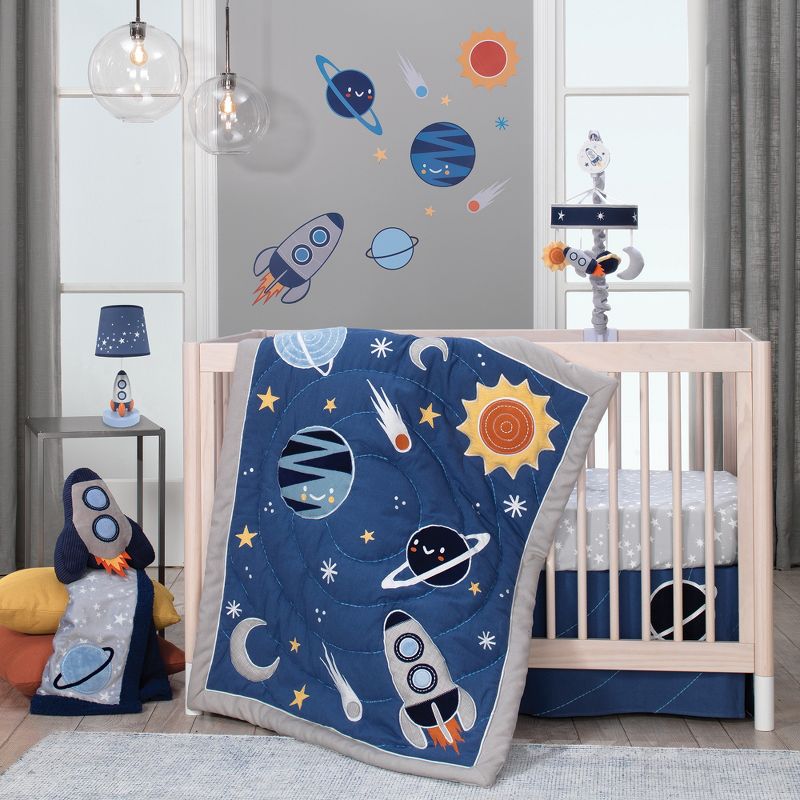 Lambs & Ivy Milky Way Musical Baby Crib Mobile - Blue/Navy/Gray Space Theme, 4 of 5