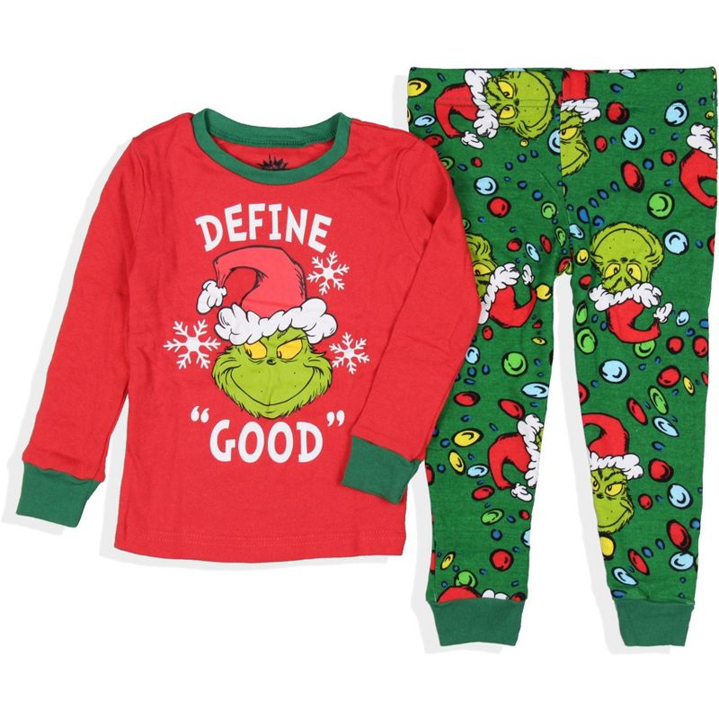 Dr. Seuss How the Grinch Stole Christmas Lights Matching Family Pajama Set, 1 of 7