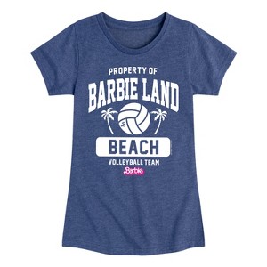 Girls' - Barbie - Property of Barbie Land Beach Volleyball Team Fitted Short Sleeve Graphic T-Shirt - 1 of 4