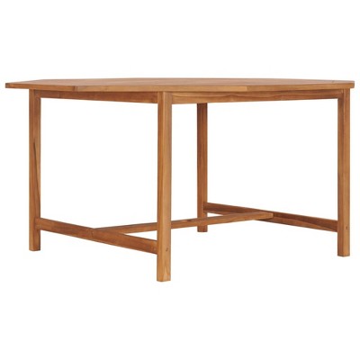 vidaXL Solid Teak Wood Patio Table - Octagonal Indoor/Outdoor Dining Table with Water-based Finish & Weather Resistance, 59.1"x59.1"x29.5"
