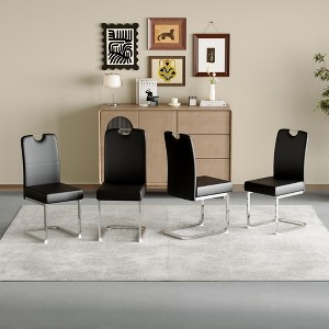 MAYEERTY Set of 4 Dining Chairs, Ergonomic Comfort for Home & Commercial Spaces, Black - 1 of 4