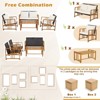 Tangkula Set of 4 Wicker Sofa Set Acacia Wood Frame w/ Seat & Back Cushions Patio Mix Brown - 2 of 4