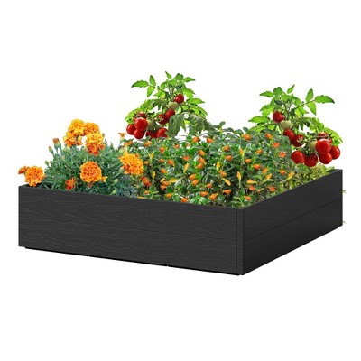 FURNIinspire Planters Garden Bed Indoor/Outdoor Use Rectangle Large Raised Beds For Gardening Vegetables Flowers, Black, 47.24"*47.24"*11.81"