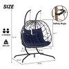 Double Egg Chair With Stand,Hanging Wicker Rattan Basket Egg Chair With Cushion,Egg Chair 2 Seater,Egg Chairs For Patio-Cuddlewood - 4 of 4