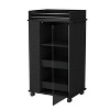 TIRAMISUBEST Bar Cart with 2-Bottle Holder Shelf Storage Sideboard Cabinet - Black - 3 of 4