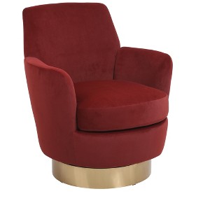 Lyngins Teddy Barrel Swivel Accent Chairs,Upholstered Arm Chairs with Gold Stainless Steel Base for Living Room,Bedroom - 1 of 4