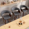 Bekrvio 26" Mid Century Modern Swivel Counter Height Bar Stools Set of 1/2/3/4 - PU Leather Upholstered,Walnut Bent Wood Legs for Kitchen Island - 3 of 4