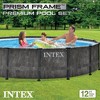 Intex Greywood Prism Frame 12 Foot x 30 Inch Round Above Ground Outdoor Swimming Pool with 530 GPH Filter Pump, Grey Woodgrain Design - 3 of 4