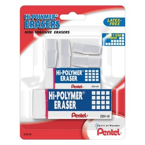 Pentel Hi-Polymer Eraser White Erasers Assorted Sizes 6/Pack 163822 - 1 of 1