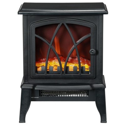 ChicFurnit Indoor Fireplaces 17"Freestanding Fireplace Fireplace Heater with Realistic Flames for Living Room, Black, 15.94"*11.81"*17.72"