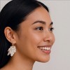 Anna-Kaci Women’s Crystal Floral Drop Earrings with Textured Petal Accents and Sparkling Rhinestone Details - Gold - 3 of 4
