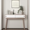 Particle Board & MDF Entryway Table with 2 White Sliding Doors, Console Table with Storage Space and Wood Legs - 3 of 4