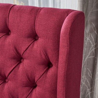 Deep Red High Back Upholstered Side Chair with Wood Legs