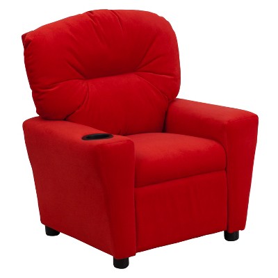 Emma and Oliver Contemporary Kids Recliner with Cup Holder
