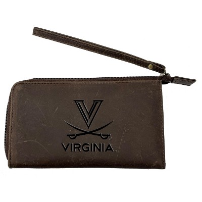 Evergreen NCAA Virginia Cavaliers Brown Leather Women's Wristlet Wallet Officially Licensed with Gift Box