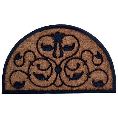 Kate Aurora 18x30 Rectangular Fleur De Lis Outdoor Heavy Duty Rubber &  Coir Skid Resistant Welcome Door Mat - Black : Target