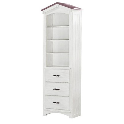 White Wood Tree House Kids' Bookshelf with Drawers