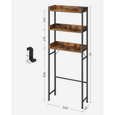 Rustic Brown and Black 3-Tier Over-the-Toilet Storage Rack