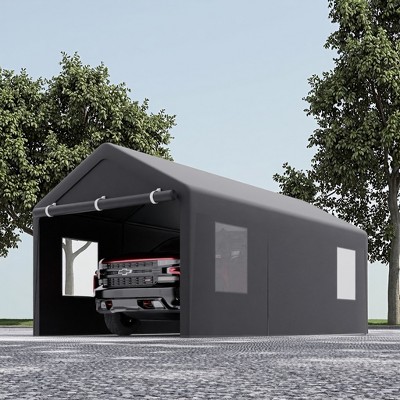 DOMETOUR 10x20ft Gazebo Party Tent Heavy Duty Canopy Carport Outdoor Portable Garage Grey