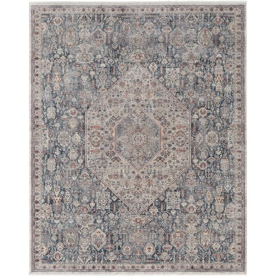 Marquette Transitional Medallion Blue/Ivory Area Rug