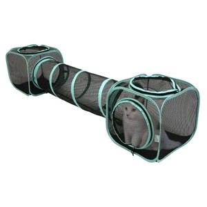 Cat Toys, Outdoor 2-Way Mesh Pop-Open Cat Tunnel, Multi-Color, O/S - 1 of 4
