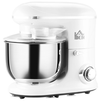 HOMCOM Stand Mixer with 6+1P Speed, 600W Tilt Head Kitchen Electric Mixer with 6 Qt Stainless Steel Mixing Bowl, Beater, Dough Hook and Splash Guard for Baking Bread, Cakes, and Cookies