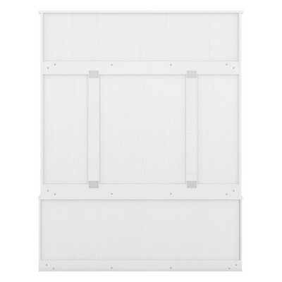 White MDF Hall Tree with Storage Bench and Metal Hooks