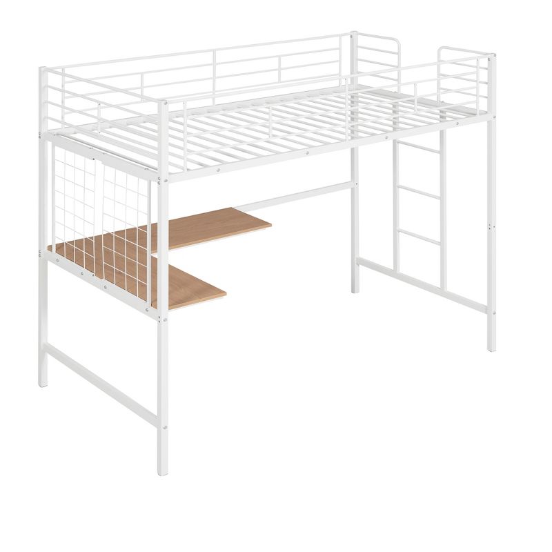 Twin Metal Loft Bed with Desk and Metal Grid - ModernLuxe, 5 of 13