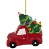 Northlight Lighted Truck with Christmas Tree Ceramic Ornament - 3.75" - Red and Green - 3 of 4