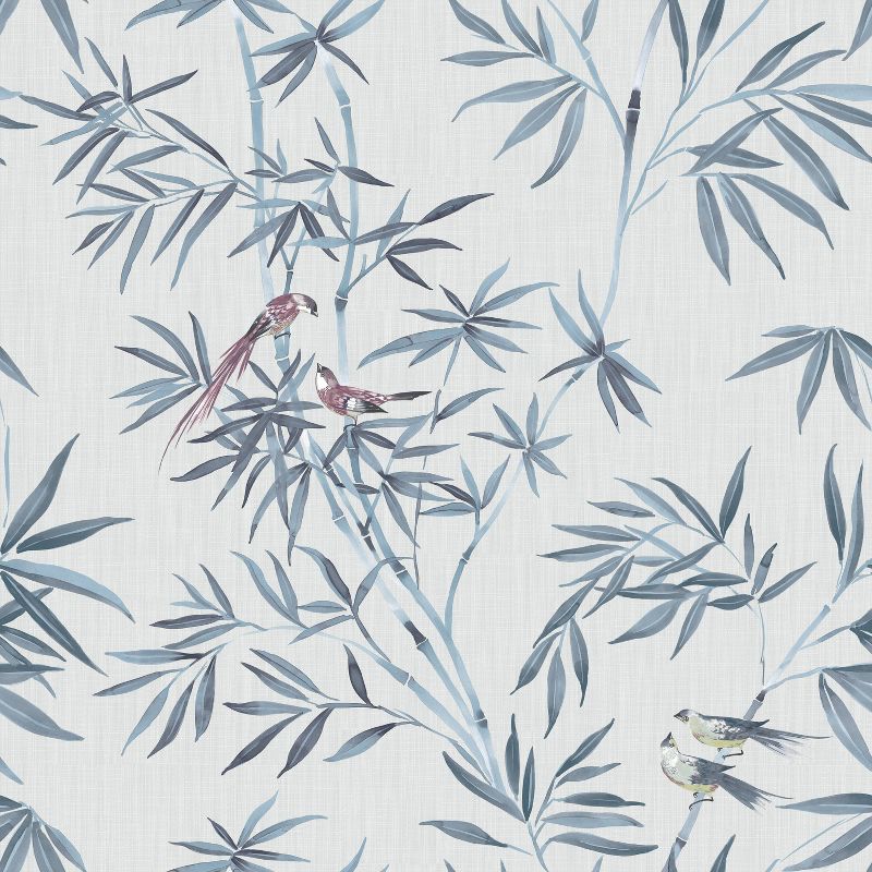 Tempaper &#38; Co. 28 sq ft Bamboo Chinoiserie Mystic Blue Peel and Stick Wallpaper, 1 of 8
