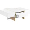 Mayeerty 47.2" x 31.4" Coffee Table with 2 Drawers, Multi-Storage Rectangle Center Table with Wood Grain Legs for Living Room, White - 4 of 4