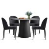 5-Piece Modern Black Dining Table Set, 46" Round Pedestal Table and 4 Upholstered Linen Chairs for Kitchen or Small Spaces-Maison Boucle - 3 of 4