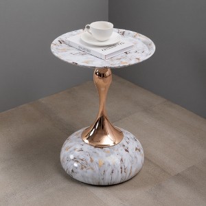 Mermaid-Pedestal Metal Round End Coffee Table - 1 of 4