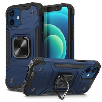 Insten Case Compatible With iPhone 12 Mini 5.4 inch (2020) Full Body Rugged Dual-Layer Heavy Duty Case with 360 Ring Kickstand, Blue