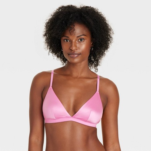 Women s Satin Unlined Triangle Bralette Auden Pink Dahlia S Target