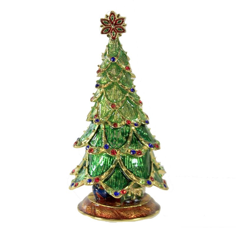Hinged Trinket Box 3.75 In Christmas Tree With Star Box Magnetic Presents Tree Sculptures, 1 of 4