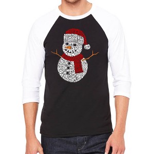 LA Pop Art Christmas Snowman - Men's Raglan Baseball Word Art T-Shirt - 1 of 4